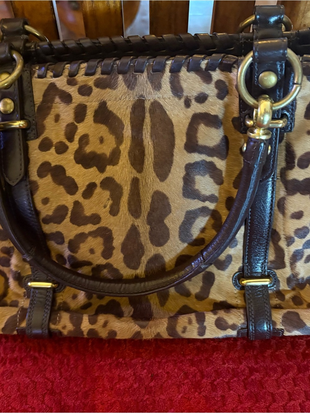 Coach Hamptons Haircalf Carryall 15412 Ocelot Leopard Calf Hair Bag Rare - Picture 8 of 14